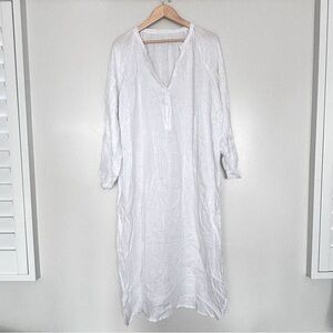 CP Shades Linen White Maxi Dress Button Down Shirt Dress in White Size
